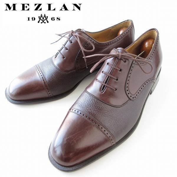 【破格値下げ】 美品 高級品 MEZLAN NICOLA ストレートチップ ダークブラウン系 9W 幅広27cm パンチドキャップトゥ メンズ 靴 d134-32-0133ZT 27.0cm