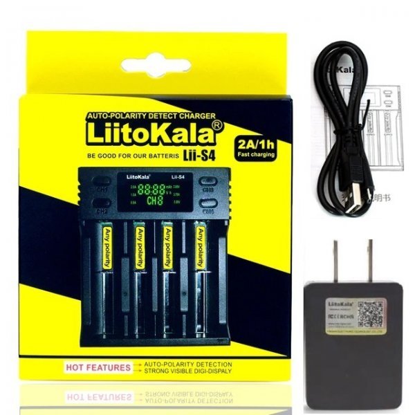 LiitoKala Lii-S4 battery charger 18650 26650 21700 18350 AA AAA 3.7V / 3.2V / 1.2V /1.5V AC adaptor attached immediate payment possibility 