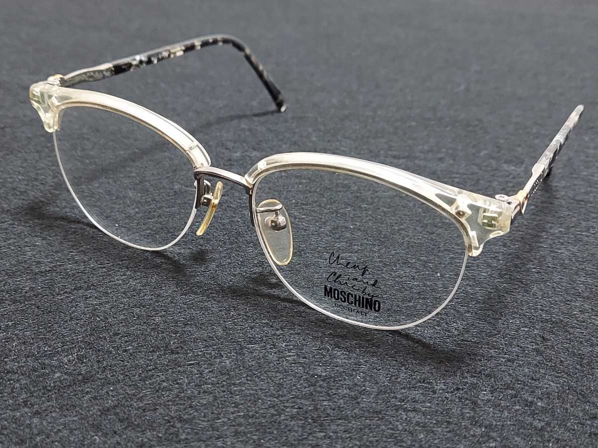 新品 MOSCHINO モスキーノ メガネ 眼鏡 高級感 上品 ハーフリム セルフレーム 可愛い ラウンド型