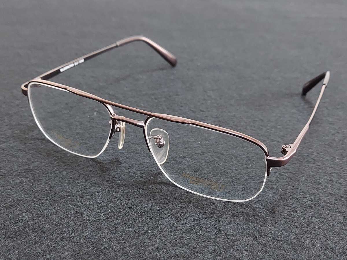 新品　WASHINGTON D.C ワシントンD.C.　日本製　メガネ　眼鏡　高級感　上品　ハーフリム　ツーブリッジ　ブラウン系　チタン