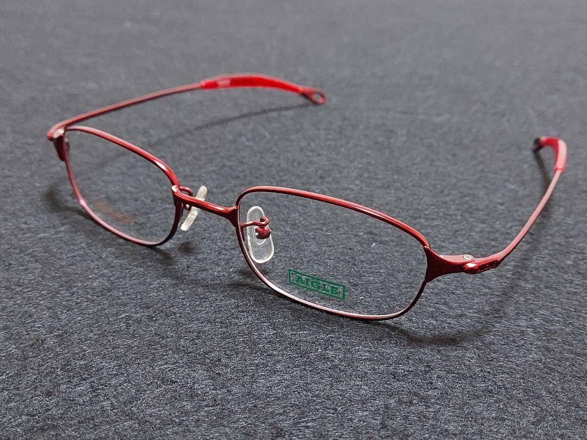 新品　AIGLE エーグル　メガネ　眼鏡　高級感　上品　フルリム　チタン　レッド　赤