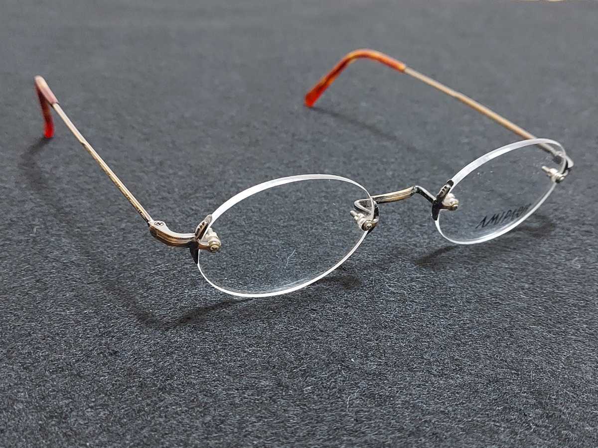 新品　AMIPARIS アミパリ　日本製　メガネ　眼鏡　高級感　上品　ツーポイント　ゴールド　一山_画像3