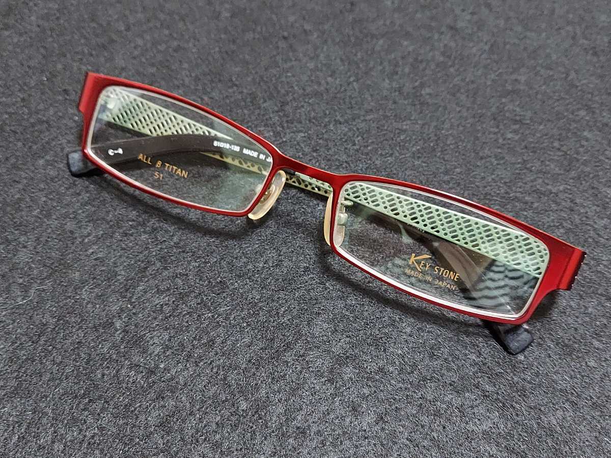 新品　KEY STONE キーストーン　日本製　メガネ　眼鏡　高級感　上品　フルリム　チタン　綺麗　赤　レッド