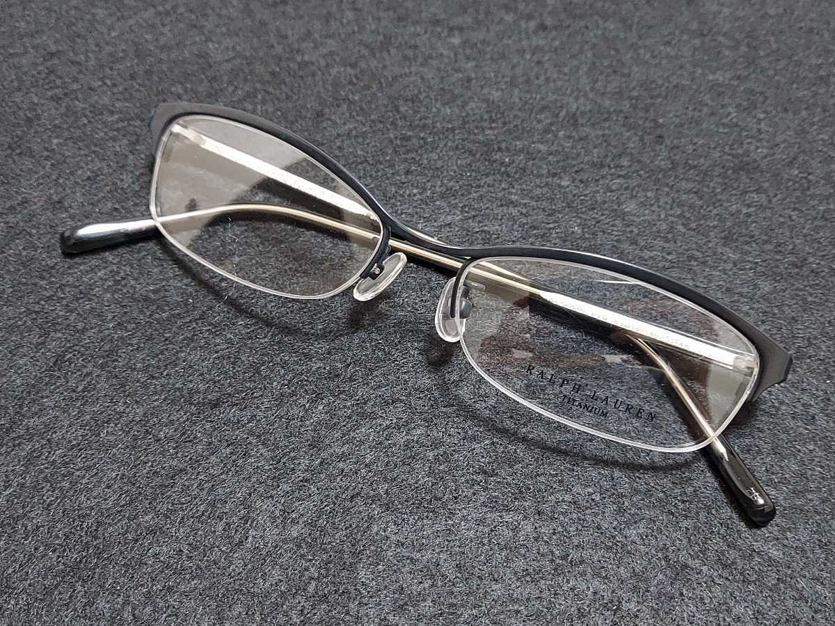 新品 Ralph Lauren　ラルフローレン 日本製　メガネ　眼鏡　高級感　上品　ハーフリム　チタン　黒ぶち
