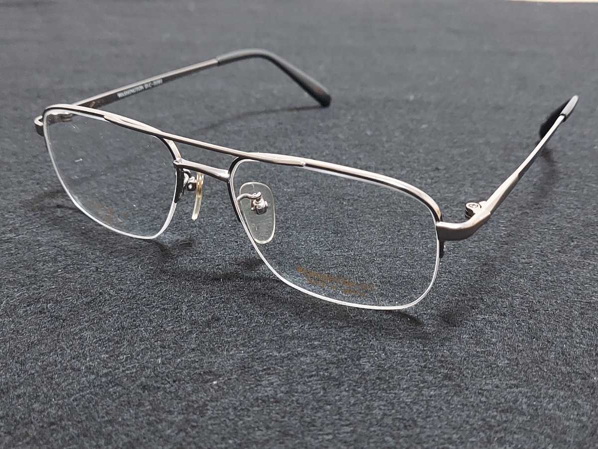 新品　WASHINGTON D.C ワシントンD.C.　日本製 メガネ　眼鏡　高級感　上品　ハーフリム　チタン　ツーブリッジ　シルバー_画像1