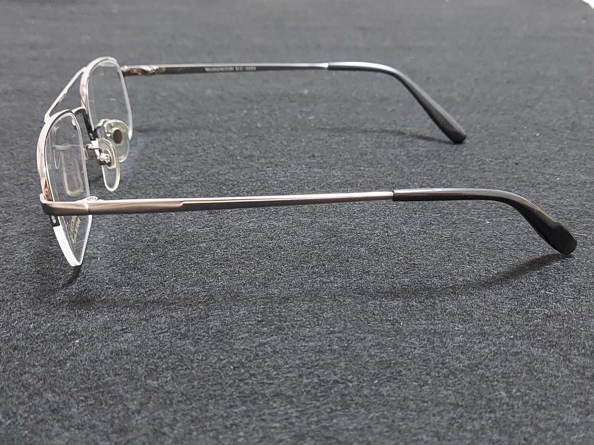 新品　WASHINGTON D.C ワシントンD.C.　日本製 メガネ　眼鏡　高級感　上品　ハーフリム　チタン　ツーブリッジ　シルバー_画像4