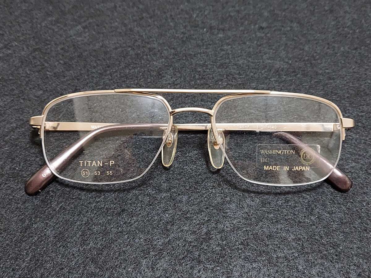 新品　WASHINGTON D.C ワシントンD.C.　日本製 メガネ　眼鏡　高級感　上品　ハーフリム　チタン　ツーブリッジ　ゴールド_画像6