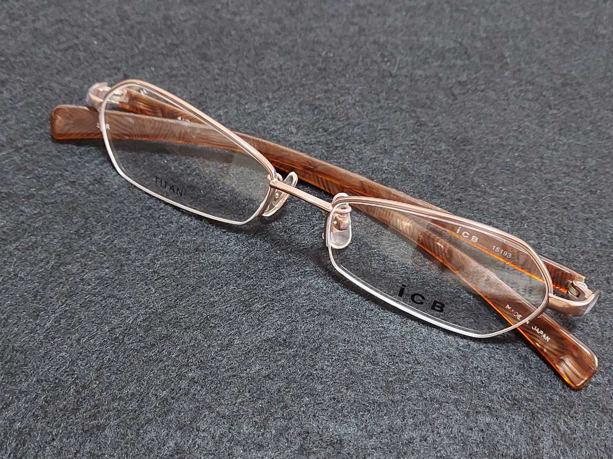 新品 ICB アイシービー　日本製　メガネ　眼鏡　高級感　上品　ハーフリム　チタン　ピンクゴールド_画像5