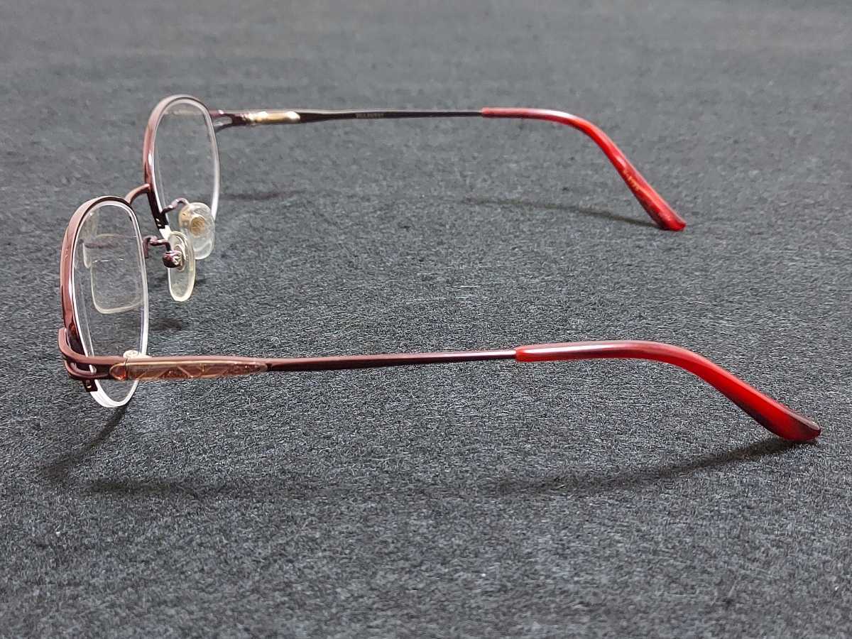 新品 MULBERRY マルベリー　日本製　メガネ　眼鏡　高級感　上品　ハーフリム　チタン　軽い　赤系 バネ丁番_画像4
