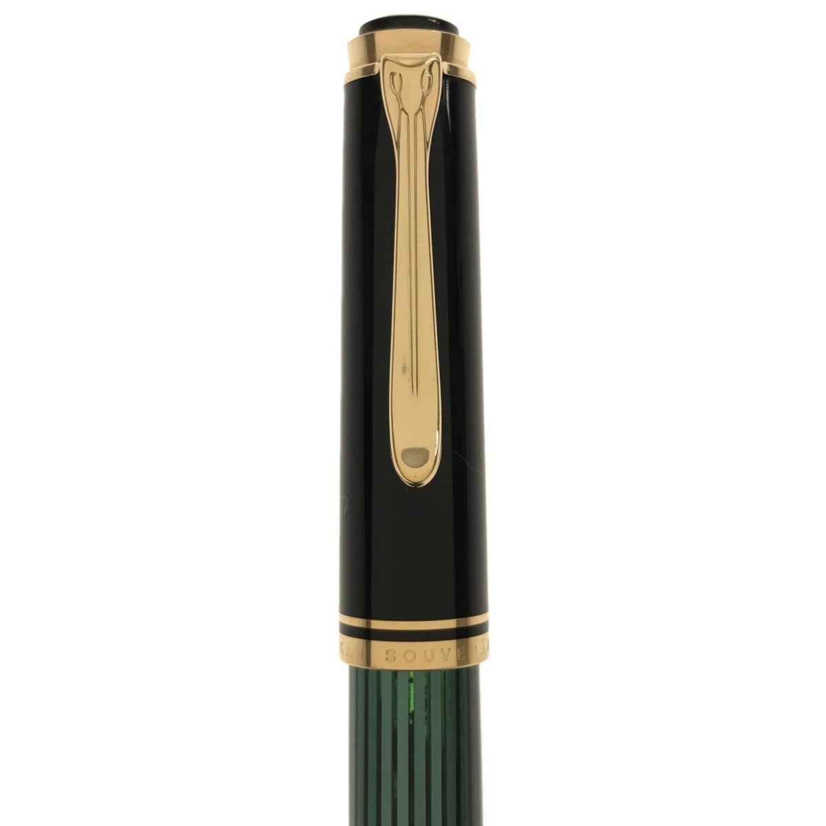 PELIKAN Souveran M400 ペリカン スーベレーン 万年筆 ブラック × ゴールド 緑縞 ペン先14C 585 F 刻印 筆記用具 ドイツ製 文房具 J825