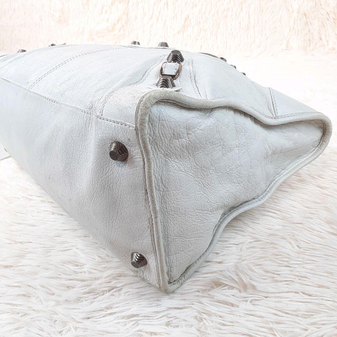 【美品】BALENCIAGA バレンシアガ ザ シティ ジャイアント ハンドバッグ ショルダーバッグ 2way 肩掛け ミラー付 エディターズ ホワイト