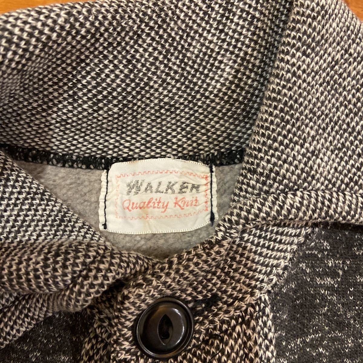 レア 美品 40s50s WALKER 襟付き ごま塩スウェットカーディガン