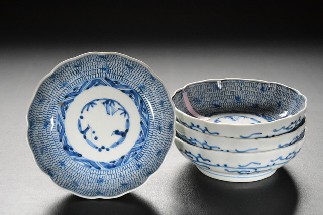 [ 10 three ] old Imari blue and white ceramics the smallest rubbish Tang . writing . plate four sheets for searching language -B0179 Edo time .. plate sashimi plate pot . stone cooking 