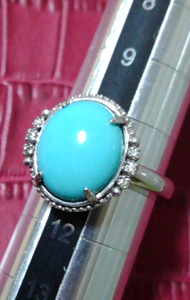 銀製品 メレダイヤ ターコイズ 指輪 シルバーリング アクセサリー SILVER 925 ダイヤモンド トルコ石_画像1