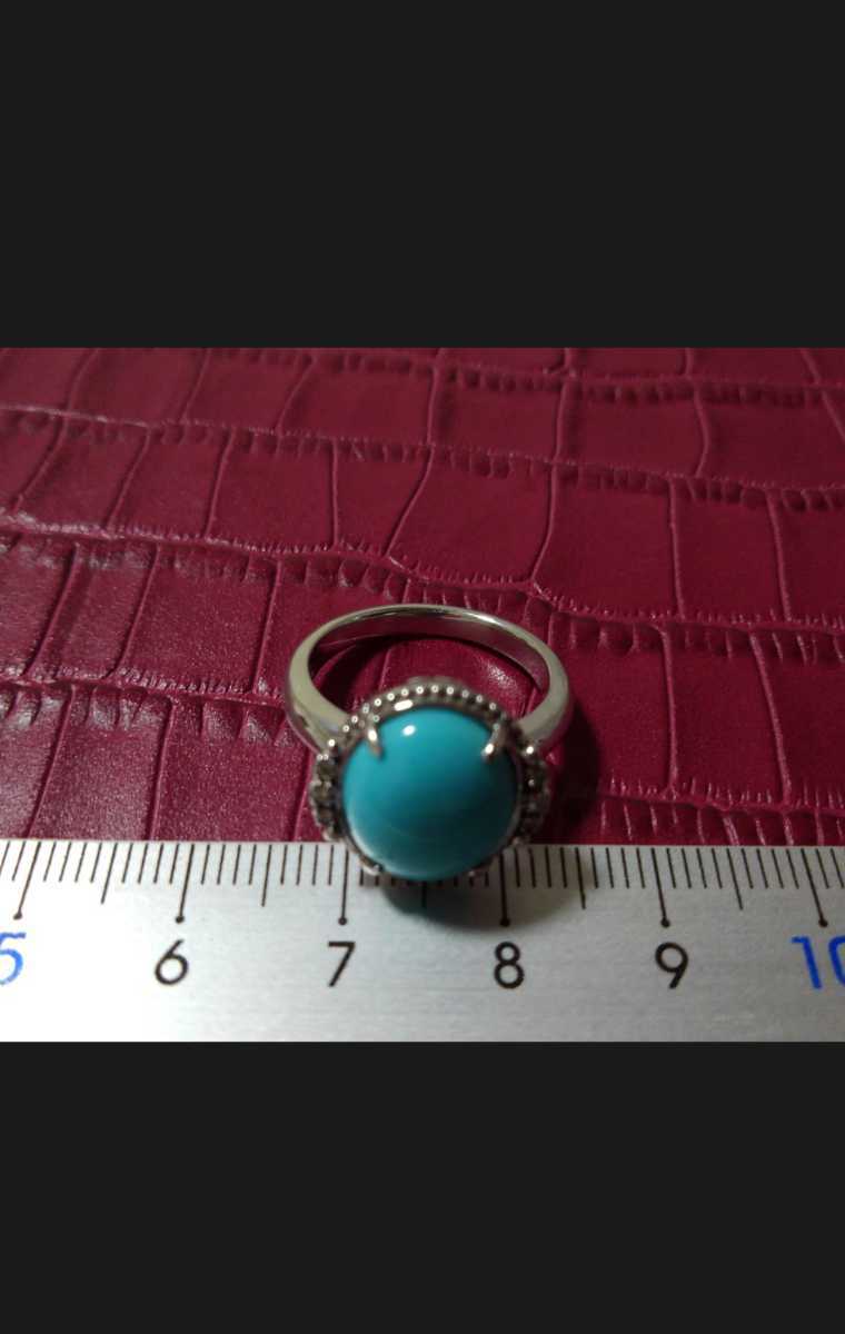 銀製品 メレダイヤ ターコイズ 指輪 シルバーリング アクセサリー SILVER 925 ダイヤモンド トルコ石_画像4