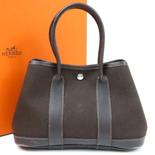 誕生日プレゼント ガーデンパーティTTPM エルメス 75791HERMES ハンドバッグ レディース □H刻印 ダークブラウン トワルオフィシエ×レザー その他 誕生日プレゼント ガーデンパーティTTPM エルメス 75791HERMES ハンドバッグ レディース □H刻印 ダークブラウン トワルオフィシエ×レザー その他