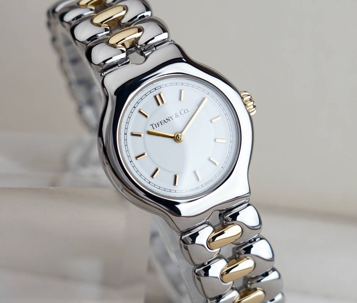 美品 ティファニー テソロ 18KYG コンビ レディース Tiffany 腕時計
