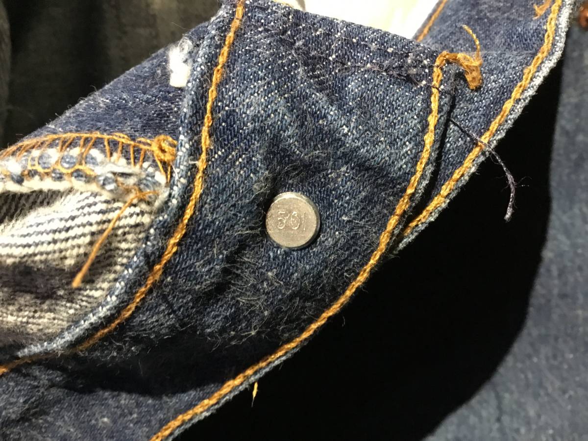 LEVI'S リーバイス USA製 80s 1980年 スモールe トップボタン裏501 紙パッチ ボタンダウン デニムパンツ 201-0117 W38 L40_画像6