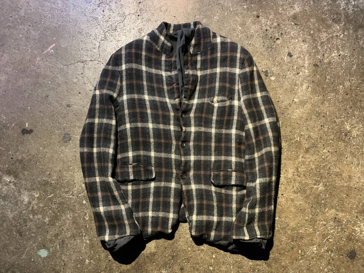 COMME des GARCONS HOMME PLUS 94AW ウール縮絨切替ジャケット チェック AD1994 90s コムデギャルソンオムプリュス PJ-04032M 初期縮絨_画像1