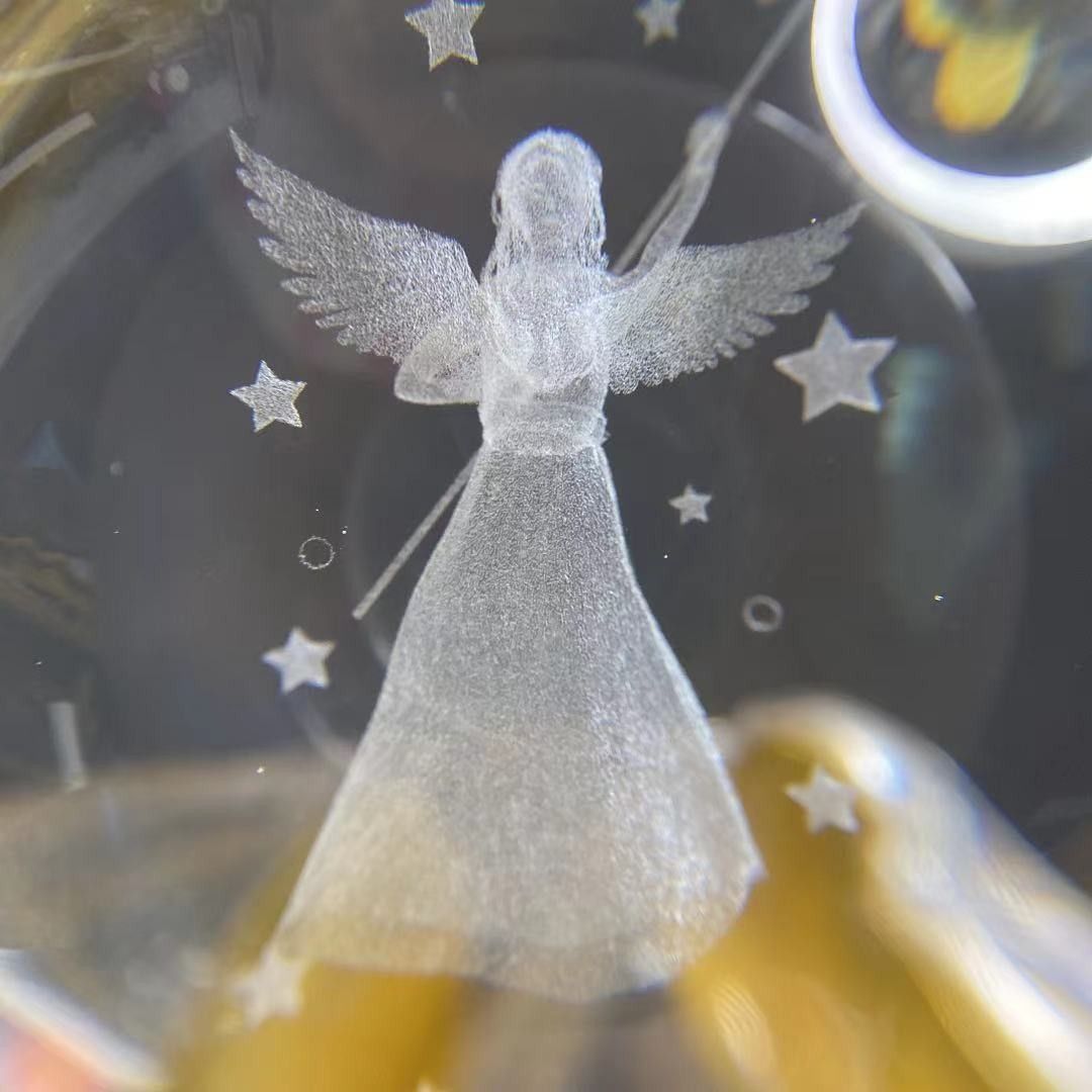 限定 高透明  K9水晶玉 天使内彫 クリスタルガラス 78mm パワーストーン 開運 風水 置物