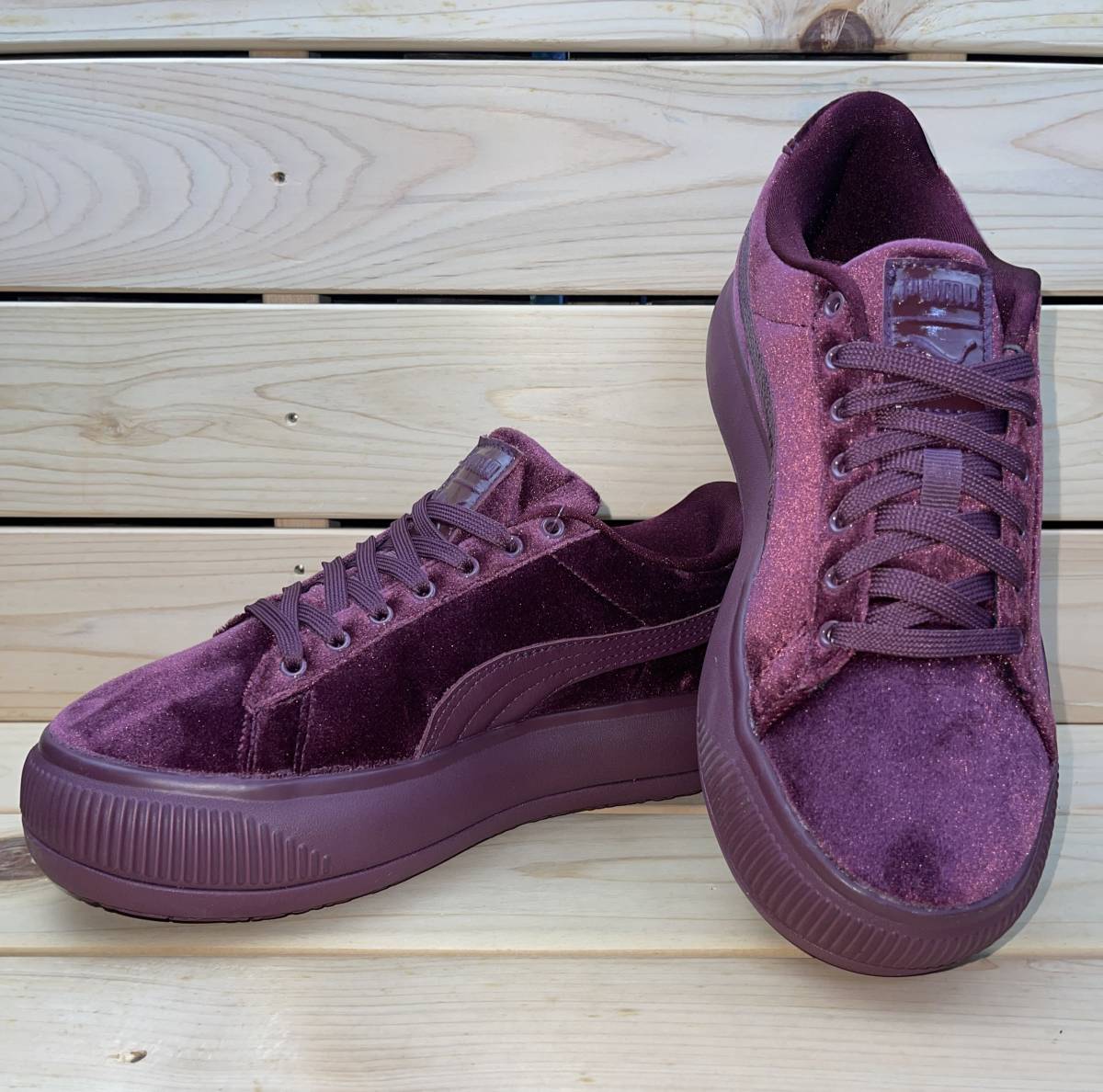 プーマ 24cm スウェード マユ ベルベット 税込価格12100円 PUMA SUEDE MAYU VELVET WOMENS ウィメンズ スニーカー レディース ワイン_画像2