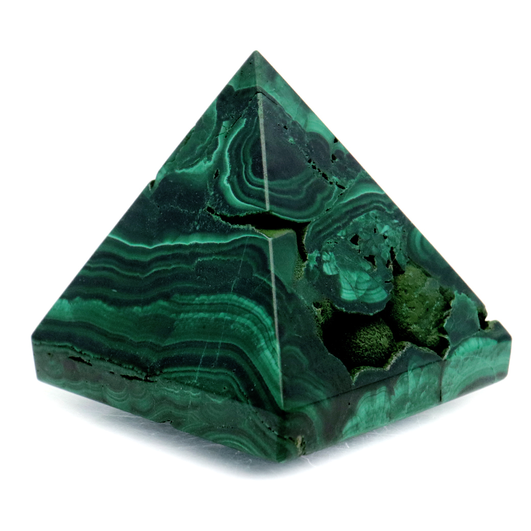 マラカイト ピラミッド 置き物 コンゴ産 1点もの 天然石 パワーストーン 孔雀石 Malachite 約34 x 33mm_画像2