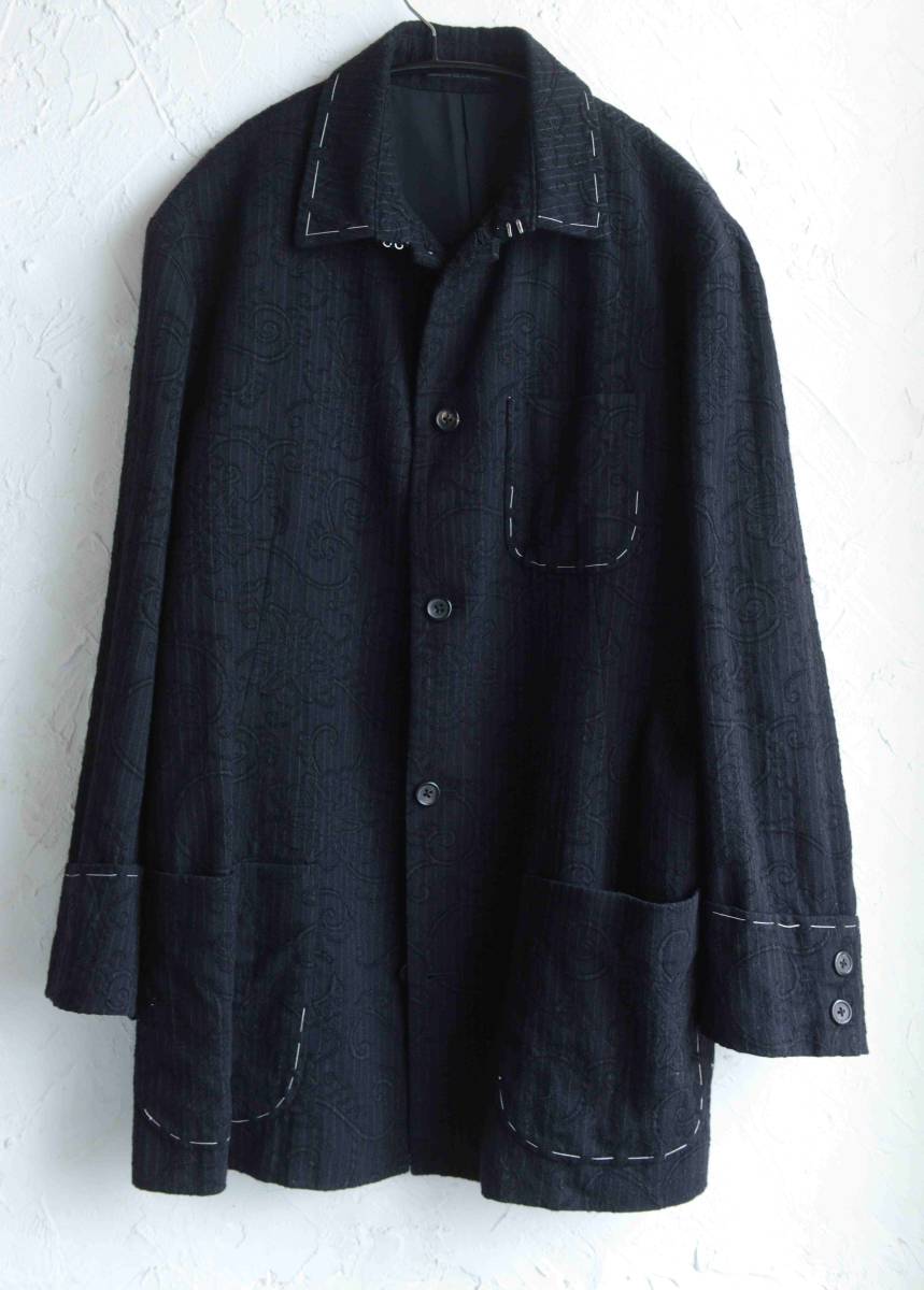 熱販売 Yohji POUR　HOMME　かなり昔のレア商品です　地模様の素敵な濃紺スーツ上下です　送料無料 ヨウジヤマモト Yamamoto テーラードジャケット、ブレザー