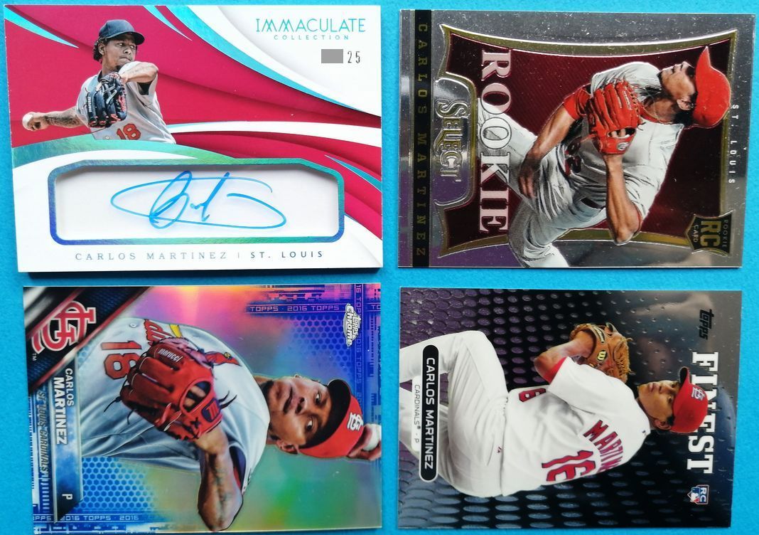 4枚セット Carlos Martinez STL 2018 Panini Immaculate Auto 25枚限定 + 2016 Topps Chrome /150 Blue Refractor ＋Rookie Card 2枚 _画像1