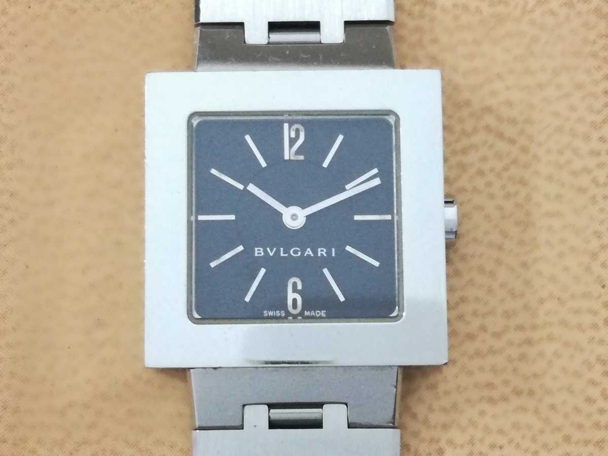 稼働品 BVLGARI ブルガリ SQ22SS 腕時計 クアドラード スクエア シルバー 黒文字盤 クォーツ 5-72