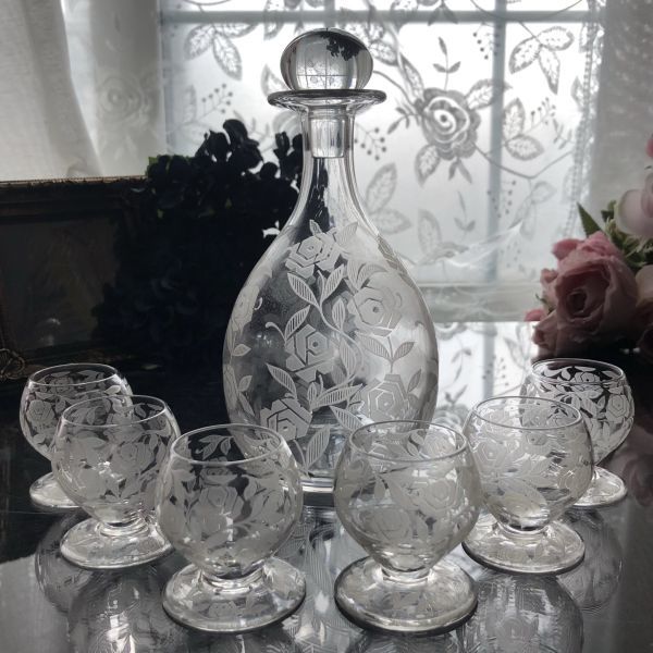 日本初の ローズ 薔薇 ショットグラス フォントネ/Fontenay オールド