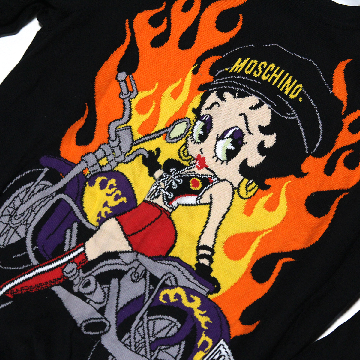 モスキーノ ベティちゃん バイク ファイアー ニット セーター XS MOSCHINO bettyboop_画像2