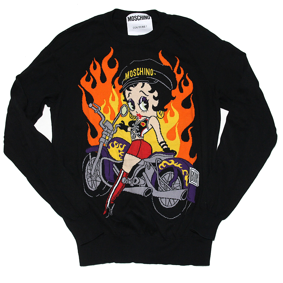 モスキーノ ベティちゃん バイク ファイアー ニット セーター XS MOSCHINO bettyboop_画像1