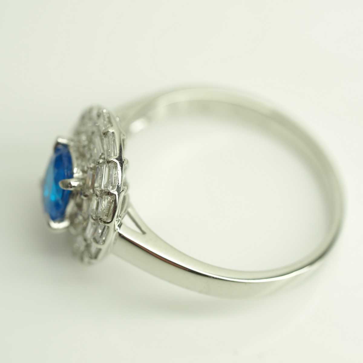 天然アパタイト ダイヤモンドリング Pt900 A0.80ct D0.73ct 18号