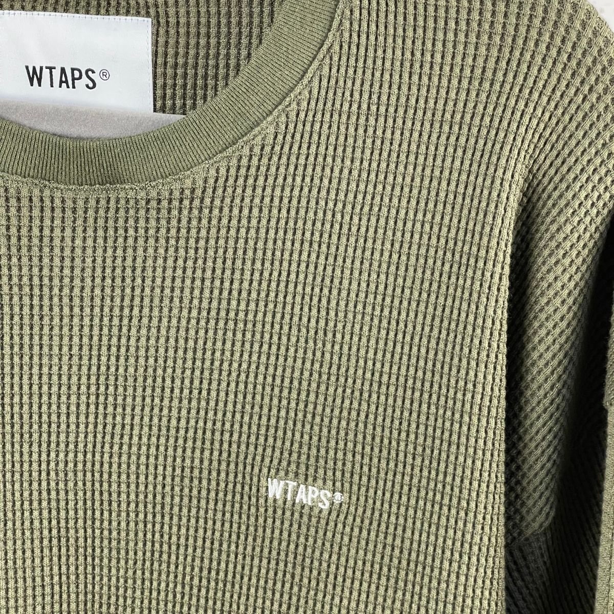 新品■ダブルタップス WTAPS 211ATDT-CSM28 WAFFLE / LS / COPO 刺繍 ワッフル サーマル カットソーXL カーキ_画像5