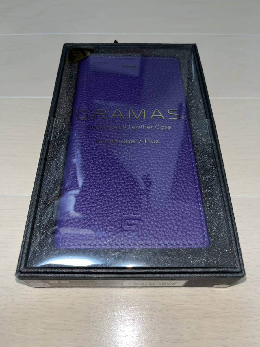 【新品】GRAMAS Shrunken-calf Leather Case GLC656P for iPhone 8 Plus/7 Plus (Purple)_画像1