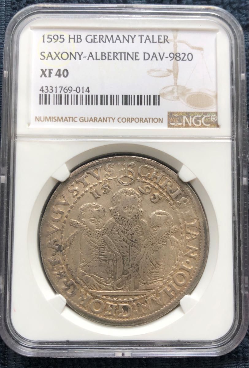 ドイツ ザクソン ターラー 銀貨 3兄弟(スリーブラザーズ) 1595HB NGC
