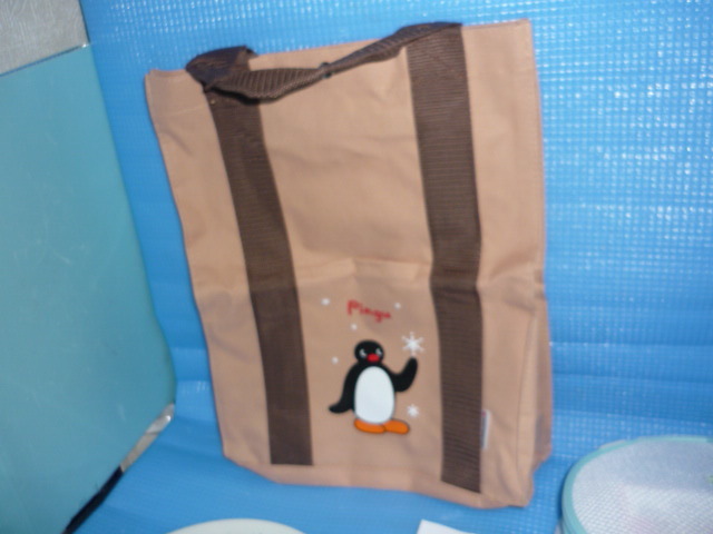 C* not for sale * unused * Sumitomo life ×PINGU 2000 year year plate plate . tote bag other 3 point 
