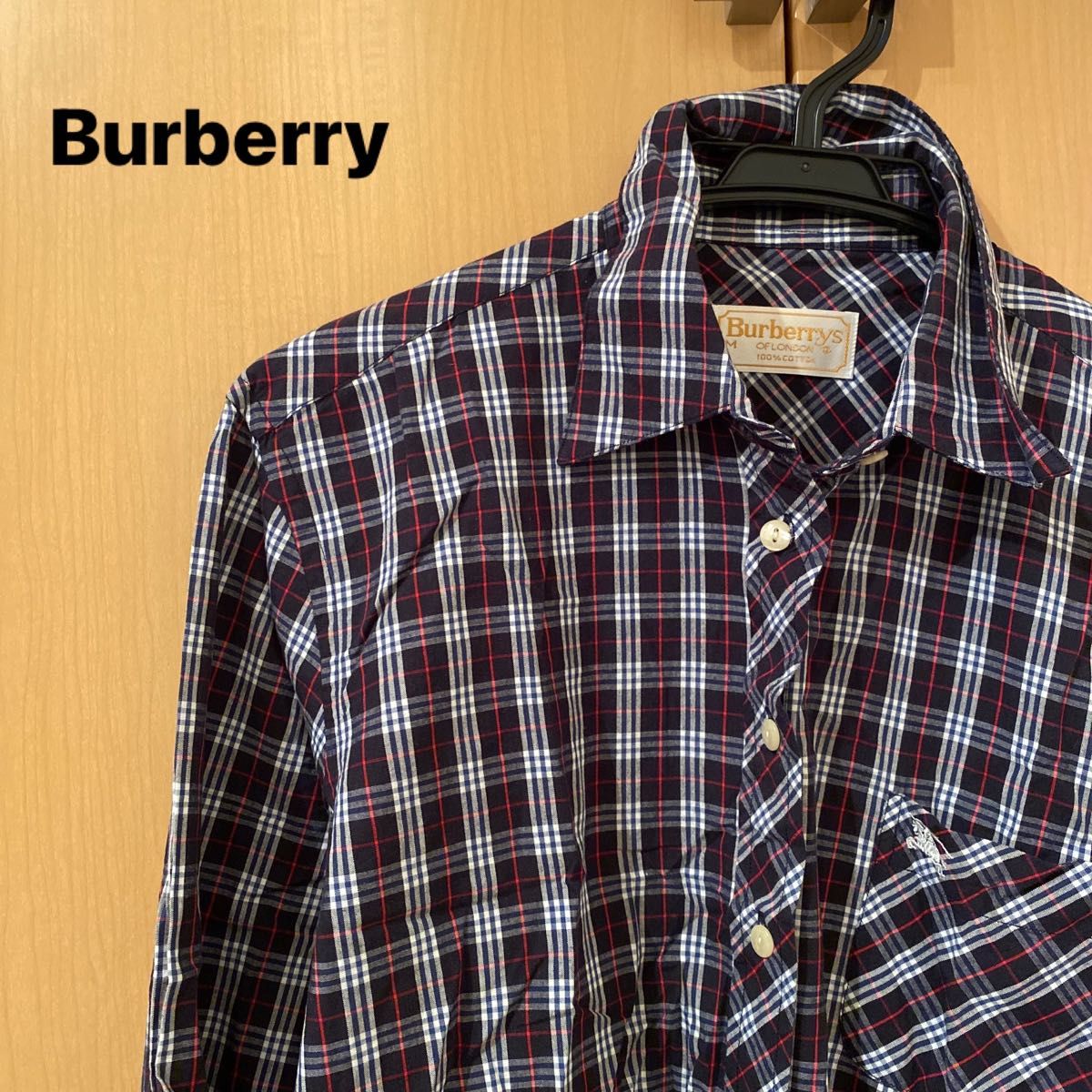 Burberry チェックシャツ　バーバリー　ネイビー　ノバチェック　長袖シャツ　 チェック柄　M