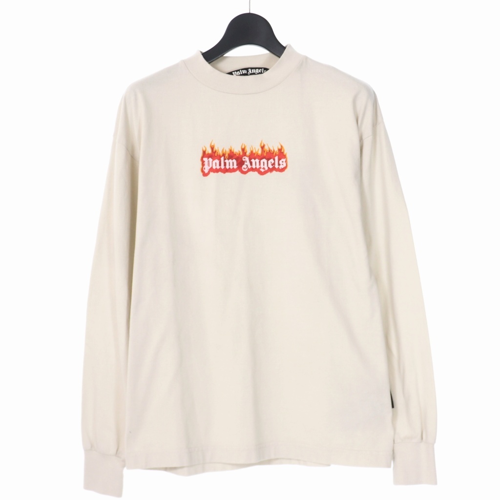 パームエンジェルス PALM ANGELS 22AW BURNING LOGO CLASSIC TEE L/S クラシックバーニングロゴ ロングスリーブ Tシャツ カットソー S_画像1