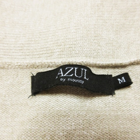  azur bai Moussy AZUL by moussy cardigan knitted topa- 7 minute sleeve long height .... stretch M beige /CK9 * lady's 