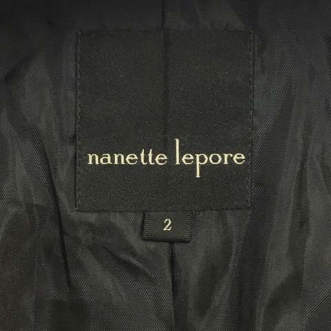 ナネットレポー nanette lepore コート スタンダード ビジュー ラメ 無地 長袖 2 黒 ブラック レディース_画像5
