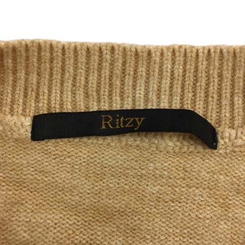 リッツィー Ritzy ベスト プルオーバー ニット クルーネック ノースリーブ F ベージュ レディース_画像5