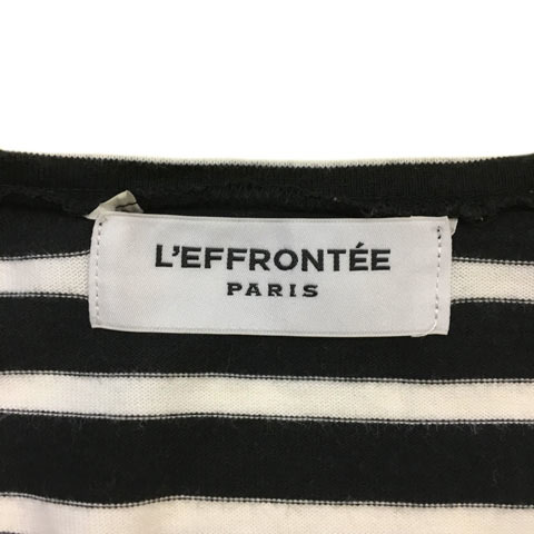 レフロンテ L'EFFRONTEE カットソー Tシャツ プルオーバー ラウンドネック ボーダー 七分袖 黒 白 ブラック ホワイト レディース_画像5