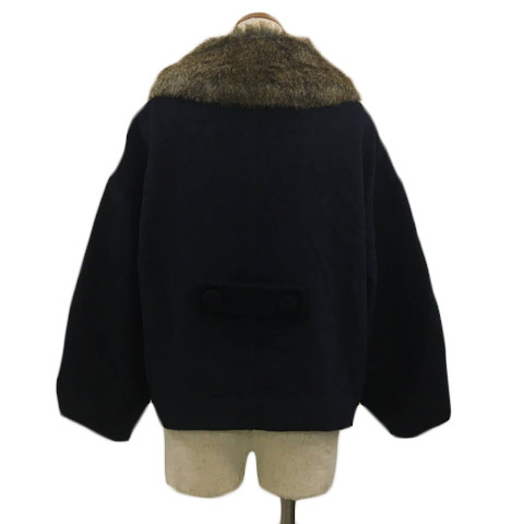  E hyphen world gallery E HYPHEN WORLD GALLERY coat double short plain fake fur long sleeve navy blue navy lady's 