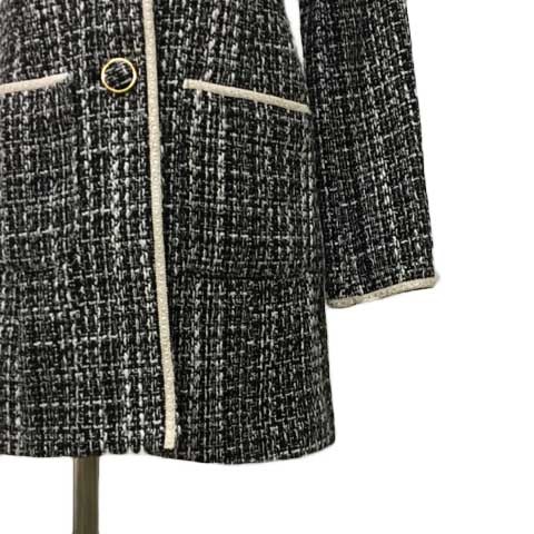  Pinky Girls Pinky Girls coat no color middle height tweed style race total pattern long sleeve S black white black white lady's 