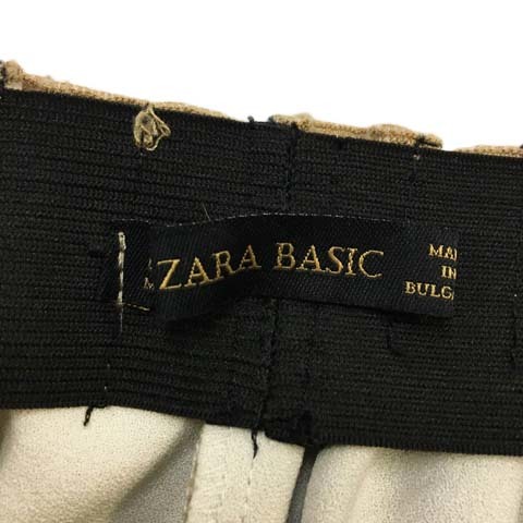 ザラ ベーシック ZARA BASIC スカート フレア ミニ ウエストゴム 無地 カットオフ USA S ベージュ レディース_画像5