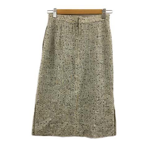  Ungaro UNGARO skirt tight knees height tweed style plain 7 beige black black lady's 