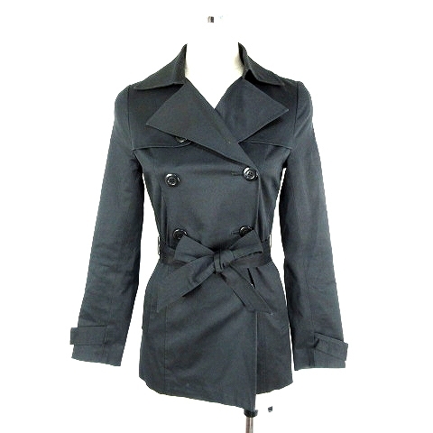  Karl park lane KarL Park Lane coat to wrench springs long sleeve Short ribbon cotton plain 7 black black outer lady's 