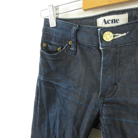 アクネ Acne ロングパンツ デニム ジーンズ スキニー ストレッチ インディゴ 紺 25/32 *E876 レディース_画像4