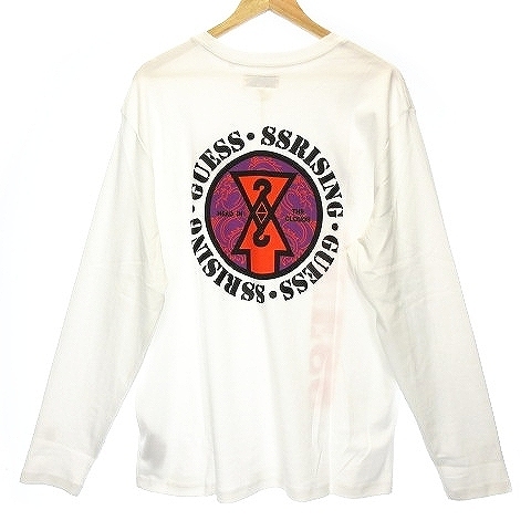 未使用品 ゲス 19AW GUESSx88RISING GUE88RISING Tシャツ 長袖 クルーネック ロンT オーバーサイズ バックプリント XS 白 メンズ_画像2